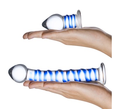 Szklane dildo i plug analny - Glas Double Penetration Set